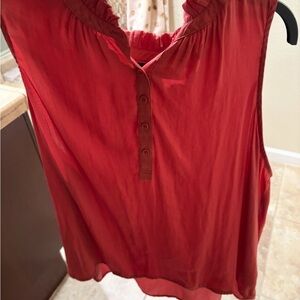 Vera Wang Sleeveless Button-Up Blouse in coral color